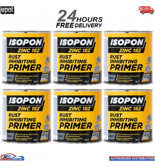 6x U-POL DAVIDS ISOPON ZINC 182 Rust Inhibiting Primer 1k 1L Z182/1 UPOL